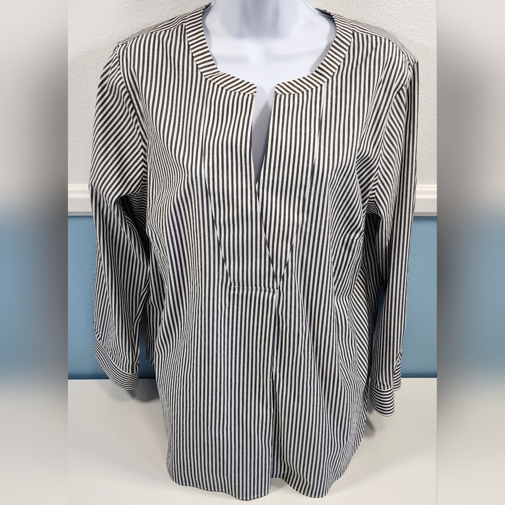 NWOT Talbots Women's Striped Long‎ Sleeve Shirt Non Iron Cotton Size 1X